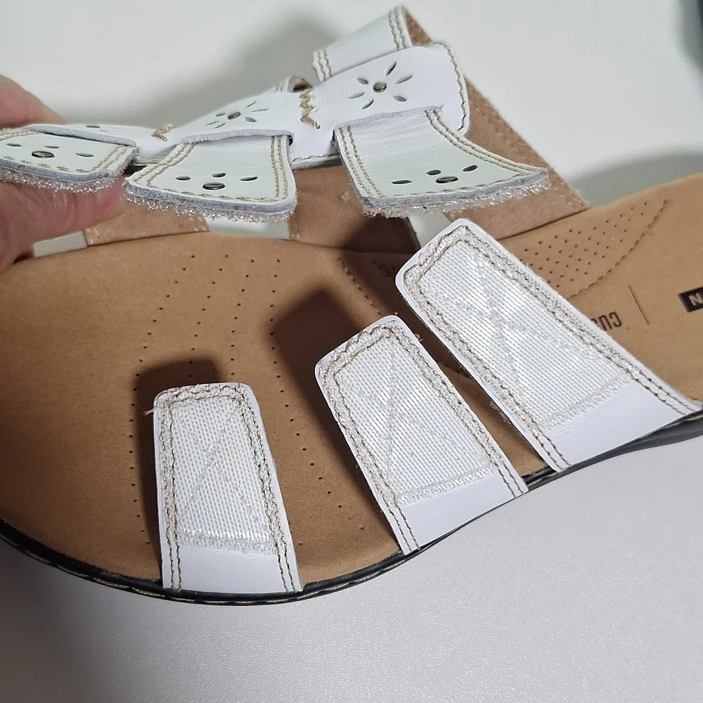 Clarks White Leather Sandals Leisa Spring